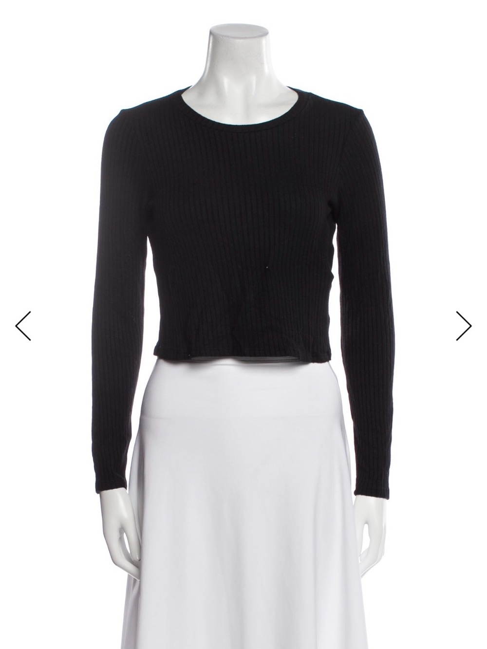 Reformation Black Ribbed Cropped Long Sleeve Tee